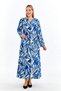 Plus Size Long Sleeve Blue Navy Patterned Viscose Hijab Mother's Dress