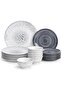 Porcelain LEO 18-Pc Dinner Set – Grey| 6 Dinner Plates, 6 Side Plates & 6 Small Bowls