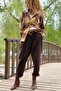 Italian Brown Pocketed Belted Pipe Leg Corduroy Casual Trousers 100 40 - 4