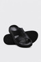 Genuine Leather 160Ma280 Black Men's Flat Slippers - 3