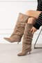 Marco Women's XL Wide Suede Look Drawstring Pointed Toe Short Heeled Boots - 4
