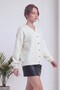 Women's Buttoned V-Neck Long Sleeve Soft Textured Knitwear Cardigan White, Black - 3