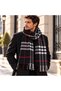 London |   Men's Winter Black Gray Red Scarf Shawl 50X190 cm |   Plaid Patterned Thick Soft Tassels - 6
