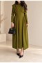 Padded Collar Tie Detail Maxi Dress