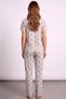 Women's Teddy Bear and Stripe Patterned Short Sleeve Buttoned Pajama Set - 3