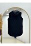 Leylanur Hooded Diamond Pattern Long Vest-En2220 Black - 7