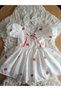 Girl's White Jacketed Puff Sleeve Dress - 100% Cotton Natural Fabric, Birthday Party Outfit with Hairpin Gift - 3