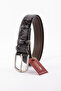 Smoked Gray Stone Crocodile Pattern Leather Belt 3.5 cm - 3