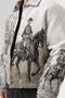 Cavalier Tapestry Fabric Horse Figure Patterned Men's Coat with Snap Fasteners - 2