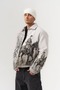 Cavalier Tapestry Fabric Horse Figure Patterned Men's Coat with Snap Fasteners - 3