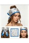 Women's Blue Floral Patterned Bandana Stylish Hair and Head Band Scarf 48X48 cm - 2