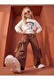 Girl's Dog Printed Sweatshirt and Bow Detail Wide-Leg Sweatpants Set - 2