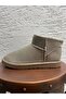 Women's Stoned Mink Ultra Mini Suede Boots with Fur Inside 3 cm Byndum01 - 5