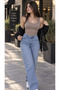 Women's Basic Slim Fit Crew Neck Long Sleeve Finger-Loop Bodysuit - Viscose - Super Quality