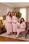 New Season Pink Buttoned Design with Breastfeeding Feature, Lace Detailed Long Sleeve 100% Cotton Maternity Nightgown Pajama Set - 2