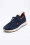 Delta Navy Blue-Orange Knitwear & Genuine Leather Sneaker - 6