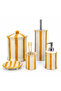 Violet Collection 5 Piece Retro Bathroom Set Handmade Tan/Yellow Color - 2