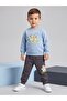 Boys' Printed Blue Sweatshirt and Jogger Tracksuit Set - 3