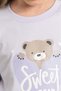Girl's 100% Cotton Teddy Bear Printed Long Sleeve Cuffed Pajama Set - 2