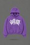 Oversize Outlier Printed Hooded Purple Sweatshirt