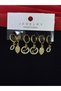 316L Steel Jewelry Gold Color Set of 6 Zircon Stone Earrings