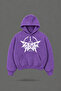 Oversize Zero Hour Printed Hooded Purple Sweatshirt
