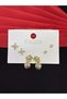 316L Steel Fashion Gold Color Set of 6 Zircon Stone Earrings