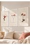 Natural Wood Framed 3-Piece Vintage Rose Wall Decor Painting Set for Living Room Living Bedroom Kitchen