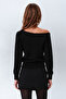 Women's Black Boat Neck Soft Textured Knitwear Sweater - 4