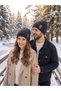 Unisex Fleece-Lined Thick Winter Knitted Beanie - Leather Detailed - 6