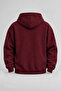 Oversize Sundown Printed Hooded Burgundy Sweatshirt - 2