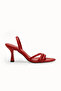 Burgundy Thin Heeled Sandals Elegant Thin Heeled Shoes with Back Strap - 3