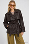 Belted Premium Selection Faux Leather Trench Coat Lby0092 Aci Brown