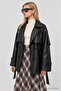 Belted Premium Selection Faux Leather Trench Coat Lby0092 Black - 4