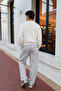 Men's R Printed Baggy 3 Thread Rastered Loose Cut Straight Leg Gray Winter Sweatpants Rf0695 - 7