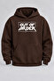 Oversize Out of Order Printed Hooded Brown Sweatshirt