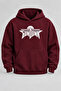 Oversize Sundown Printed Hooded Burgundy Sweatshirt