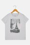 Kids Girl Crew Neck Short Sleeve Graphic Print T-Shirt, Grey - 2