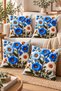 Set of 4 Floral Decorative Throw Pillow Covers 43X43 Cm, 3D Effect Digital Printed - Sapphire Flowers - 2