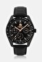 Men APBKBK110G Leather Analog Watch 50mm, Black