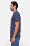Men Crew Neck Short Sleeve Brand Logo T-Shirt, Navy Blue - 3
