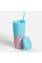 Plastic Cup with Lid & Straw Gradient 600ml - 3