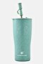 Allover Print Ceramic Tumbler With Straw 590ml, Sage Green