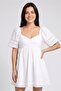 Women Solid Mini Dress, White