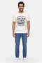 Men Round Neck Short Sleeve Graphic Print T-shirt, Cream - 2