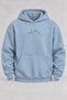 Oversize Minimalist Mountain Print Hooded Baby Blue Sweatshirt