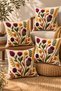 Set of 4 Floral Decorative Throw Pillow Covers 43X43 Cm, 3D Effect Digital Printed - Autumn Throws - 2