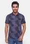 Men Regular Fit Allover Print Short Sleeve Polo Shirt, Navy