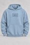 Oversize Minimalist Cassette Printed Hooded Baby Blue Sweatshirt