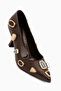 Rina Brown Pointed Toe Heeled Women's Shoes with Stone Accessories